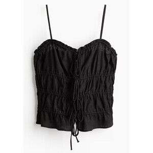 Divided Women’s shirt M Black Cami Top Tie Front Sleeveless Casual Blouse‎ Y2K